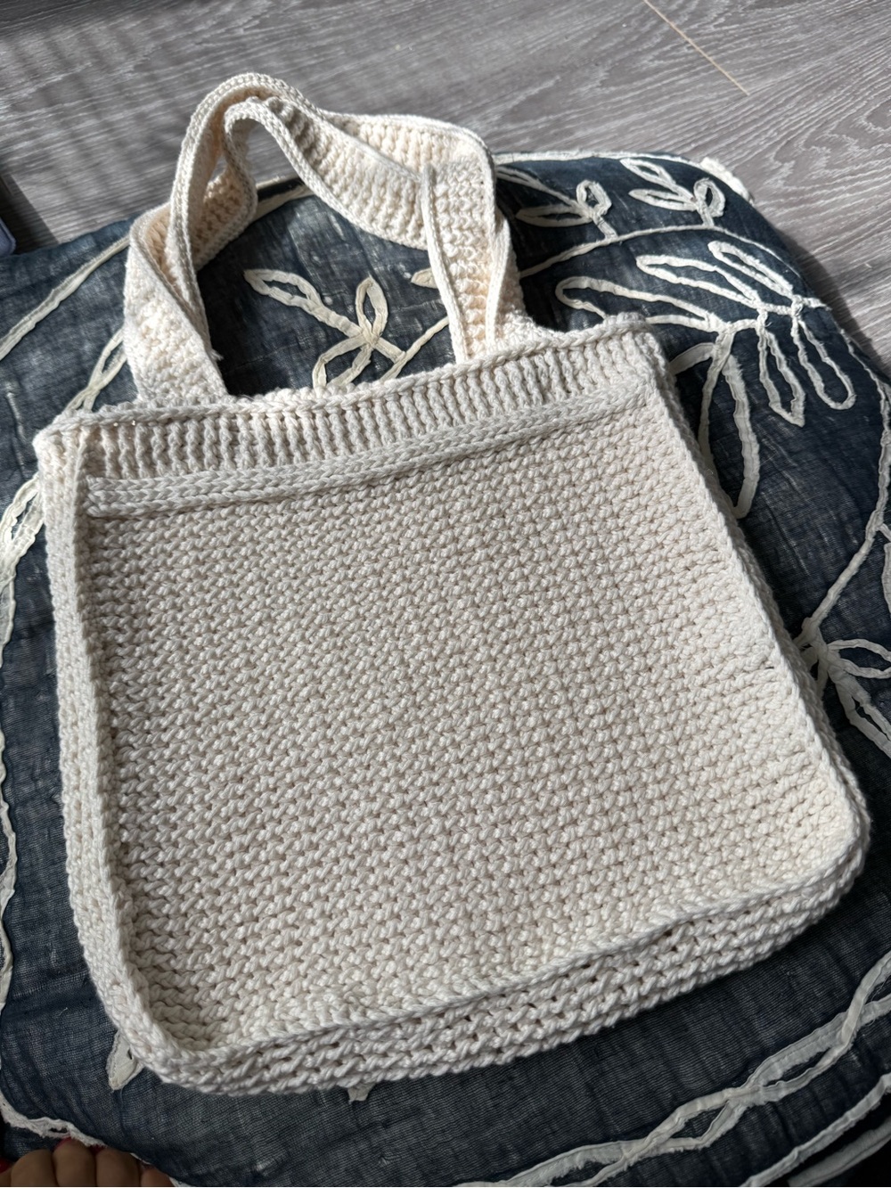 New Handmade Cream Crochet Tote Bag